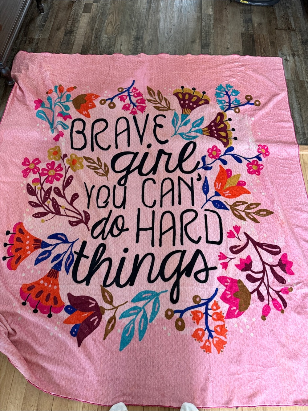 Natural Life “Brave girl, you can do hard things.” floral cozy boho blanket